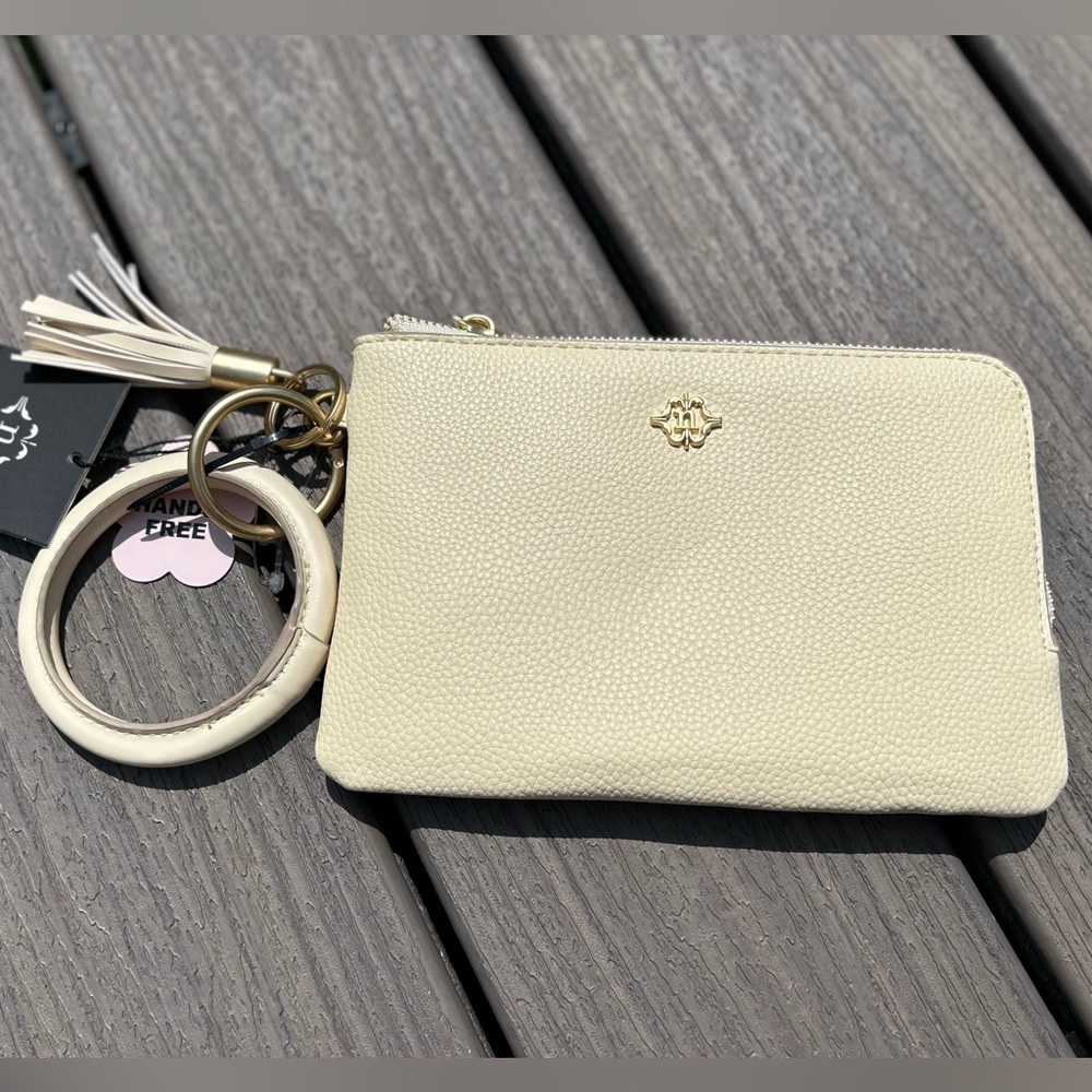 Nanette Lepore Cream Textured Wristlet